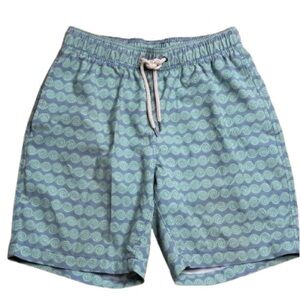 Faherty Beacon 7 Swim Trunk Short Teal Rolling Seas Size Small Mens